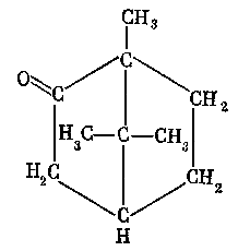 Її молекула також має циклічну структуру з кетонової групою, проте містить значно меншу кількість вуглецевих атомів