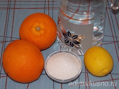 води;   1 невеликий лимон;   2 великих апельсина;   120 м цукрового піску