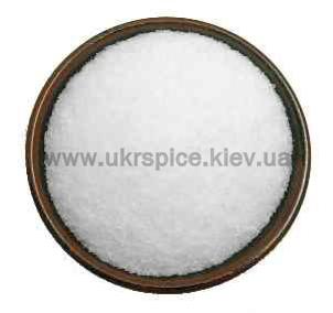 опис   вид:   Глютамат натрію (monosodium glutamate, MSG) - білий кристалічний порошок солонувато-солодкуватого смаку, зовні трохи схожий на сіль або цукор і добре розчинний у воді