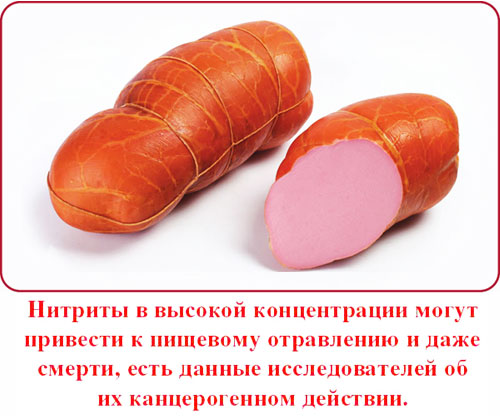 При дослідженнях виявлено утворення канцерогену N-нітрозаміни при реакції нітриту натрію з амінокислотами при їх нагріванні, що означає потенційну можливість утворення ракових змін при вживанні продуктів проходили теплову обробку в присутності нітриту натрію